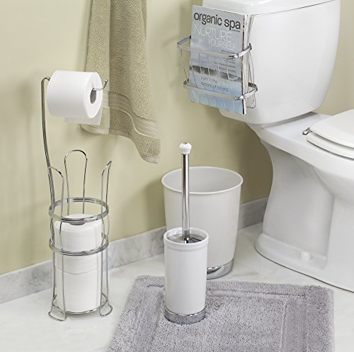 mDesign Mülleimer Bad, weiß – Material: Gebürstetes Metall – hochwertiger Papierkorb Büro – Design Abfalleimer für überall in Ihrem Zuhause - 2