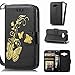 Produktbild Owbb Hülle für Samsung Galaxy J1 Mini Prime SM-J106 Handyhülle PU Ledertasche Flip Cover Wallet Case mit Stand Function Innenschlitzen Design Bunte Bronzing Schmetterling Blume Schwarz