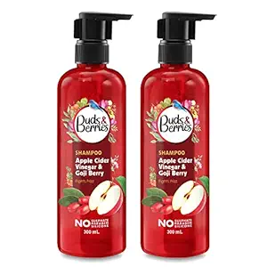 Buds & Berries Apple Cider Vinegar & Gojiberry Shampoo for Dry & Frizzy hair No Sulphate No Paraben - 300 ml | Pack of 2 (600 ml)