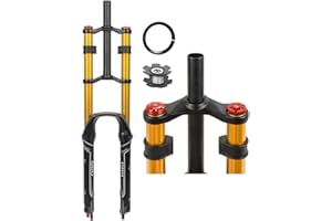 RUJIXU Mountain Bike Front Suspension Fork 26 27.5 29 Inch Disc Brake Air Down Hill Fork 1-1/8" Straight 1-1/2" Tapered Mtb Triple Tree Bike Fork Travel 135mm Quick Release 2440g