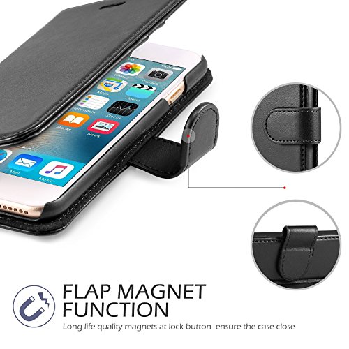 iPhone-66s-Case-DN-Alive-Wallet-Book-Case-Flip-Case-PU-Premium-Leather-Black-Card-Holder-iPhone-66s-Cover-Id-Holder-Drop-Resistance-Scratch-Proof-Shockproof-Case-For-iPhone-6