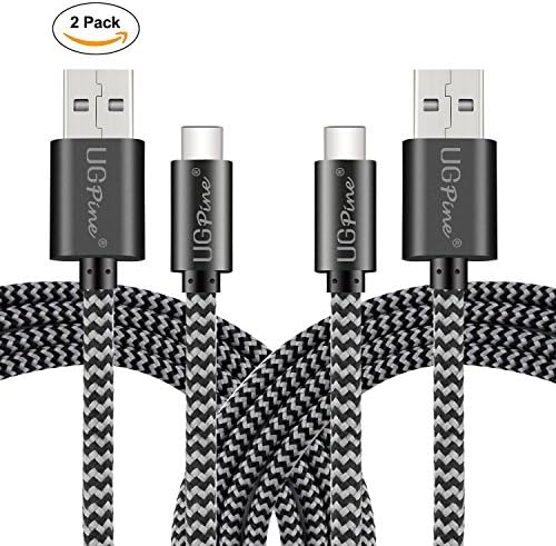 USB Type C Cable, UGpine Type C Fast Charging Cable(3.3ft, 2-Pack) Nylon Braided for Samsung Galaxy S8 S8 Plus, MacBook 12’’, Nintendo Switch, Google Pixel, Nexus 6P 5X and Other USB Type C Devices