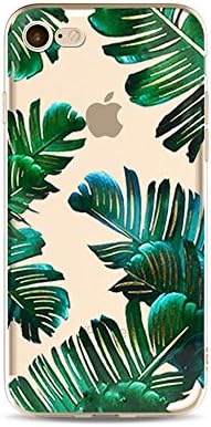 iPhone 5S Case, Clear TPU Case for 4.0" iPhone 5/iPhone 5S/iPhone SE Thin Protective Transparent Slim Silicone Soft Gel Back Skin Rubber Bumper Cover Summer Tropical Hawaiian Palm Tree Leaves