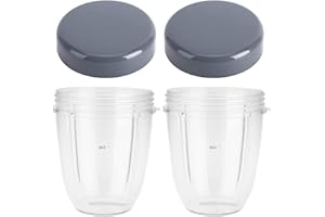 Dreld Zestaw 2 filiżanek 500 ml z płaską pokrywką, części zamienne kompatybilne z sokowirówką do blendera Nutribullet 600 W 900 W (510 g)