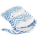 PIXNOR Welle Muster abwaschbar wiederverwendbar wasserdichte RV Baby Tuch Windel Windel Tasche nass-trocken-Tasche Tote mit weichen ausrichten Griff (blau) - 7