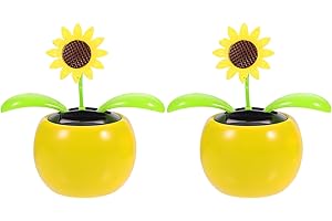 VICASKY Sunflower Bobblehead Dashboard Decoration - 2pcs Sunflower Bobblehead Solar Dashboard Flower Dancing Head Shaking Dash Figurine Auto Car Table Display Decoration