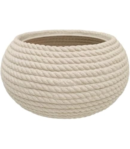 Vaso Bali In Resina Effetto Corda - Vaso Decorativo Moderno 40x32 Cm Colore Polvere Per Interni Ed Esterni - Foto 9