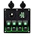 Produktbild DCFlat 5 Pin 4 Gang/6-Gang Auto Marine Boat Circuit RV LED Rocker Schalter Panel vorzubeugen Voltmeter mit Sicherung Double USB fÜr Wohnmobil-Auto/Boot rot/grün Light (4 gang-green) (4 gang-green)