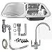 Price comparison product image Premium Stainless Steel SINGLE 1.0 Kitchen Sink Bowl Reversible | Free Waste Kit | Arian Beat Dual Lever Mixer Tap