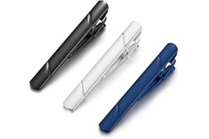 PSOWQ 3 pcs,Fermacravatte Classiche,Fermacravatte per Uomo,Fermacravatta Slim Uomo,set Fermacravatta per Matrimonio Aziendale,per San Valentino, Anniversari, Riunioni, Feste - Nero/Blu Scuro/Grigio