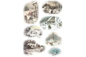 Zita's Creative Reispapier A4 - Winterabend. Motiv-Strohseide, Strohseidenpapier, Decoupage Papier