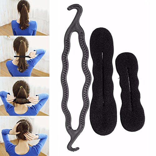 Damen Frisurenhilfe Set, CIDBEST® Haar Styling Zubehör Pads, Haarnadeln Clip-Pads Haar Styling Werkze, Mädchen Magic Haar Clip Styling Pads Schaum Schwamm Brötchen Krapfen Haar Clip Zubehör Werkzeug, Hair Styling Accessories Kit Set - 3
