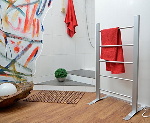 MEDION MD 15988 elektrischer Handtuchheizkörper, beheizbarer Handtuchwärmer, Elektrobadheizkörper mit 52 – 60° C, 110 Watt, 60 x 39 x 107 cm, silber - 3