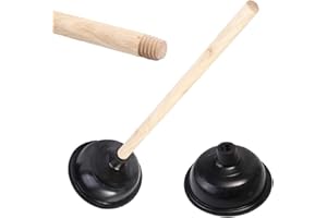 Blissify Ventouse WC et support (1 pièce),Ventouse en caoutchouc noir avec poignée en bois,Déboucheur léger pour toilettes et évier, évier, tuyau de lavabo