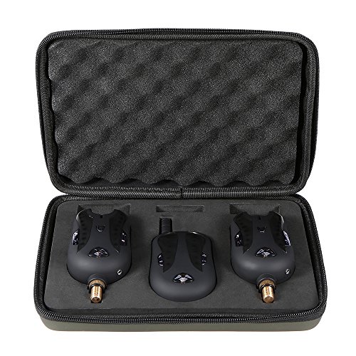 Lixada Pêche Alarme sans Fil Numérique Pêche Bite Alarmes Set Pêche Récepteur Son Alerte Kit LED Alarme Indicateur avec Portable Cas