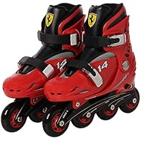 Ferrari enfants Inline de skate enfants Rollers châssis super Rebound PU Roues PP + PE Shell cuir PU réglable Velvet Lining Taille (US : 11J-13.5j)/(UK : 11jr-13jr)/(EU : 29–32) S Rot
