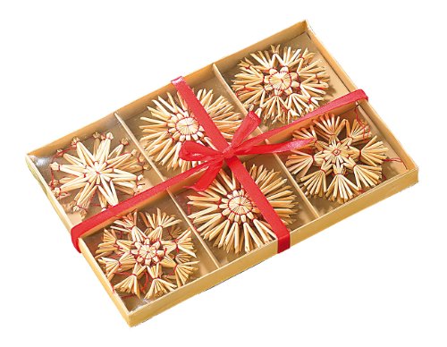 infactory 24 festliche Strohsterne für den Weihnachtsbaum