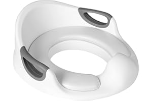 MAMIZO Toddler Potty Training Seat for Boys & Girls, Portable Travel Toilet Seat with Handles, Removable Soft Cushion & Splash Guard, Fits Round, Oval & Some Square Toilets (White)