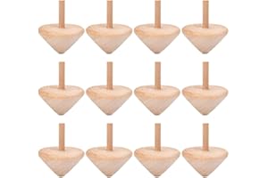 TOYANDONA 12pcs Wood Spinning Top DIY Wooden Spinning Tops Kids DIY Painting Toys Craft Supplies Log Color
