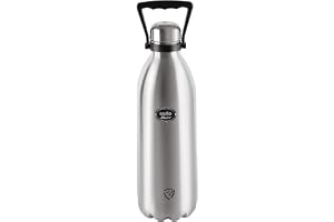 CELLO Swift Stainless Steel Hot and Cold Water Bottle 2000 ml Silver | ISI Certified Spillproof Leakproof Screw Lid Double Wall Vacuum Insulated Thermos Flask Water Bottle for Home Office Gym Travel