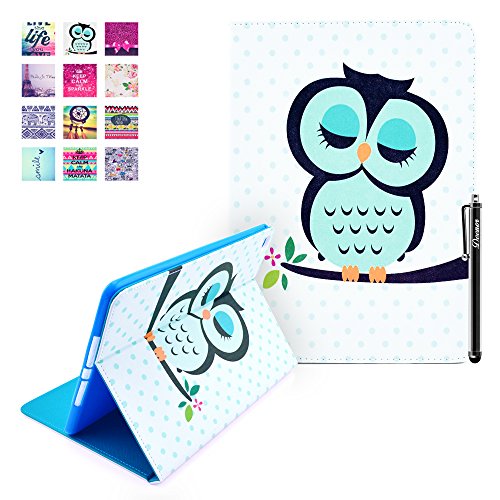 iPad Air 2 Hülle, DEENOR Sleep Owl Flip Tasche PU Leder Abdeckung Stand Schutzhülle für Apple iPad Air 2 iPad 6 generation. (OWL)