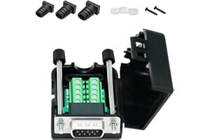 DTech DB9 Connecteur de dérivation mâle RS232 Serial Adapter Solderless Module Board avec bornier à vis Boîtier Vis longues et tuyaux d'échappement (DB9 mâle + vis longues)