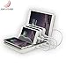 Produktbild Ladestation Organizer, 4-Port Fast Smart USB Lade-HUB Desktop Lade-Dock mit QI Wireless-Ladegerät & 4 Handy-Kabel (Grau)