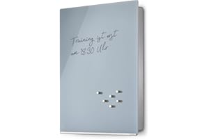 ‎BLOMUS Blomus Schlüsselkasten -VELIO- | Glasmagnettafel mit 14 Haken | Farbe Grau | Größe 30 x 40 x 5 cm | Magnetischer Verschluss | Moderne Schlüsselbox