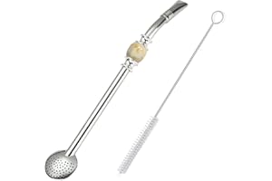 BERUTH Bombilla en métal pour Yerba Mate & Boisson, Paille Réutilisable en Acier Inoxydable avec Cuillère Filtrée, 1 brosse de nettoyage offerte - Idéal pour la préparation et la dégustation de Yerba Mate