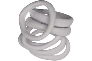 White Jersey Endless Snag Free Hair Bobbles Hair Elastics Hair Bands for Women Girls by Glitz4Girlz