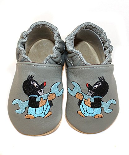 HOBEA-Germany Weiche Leder Krabbelschuhe Babyschuhe Lauflernschuhe Der kleine Maulwurf Pauli in verschiedenen Designs, Jungen und Mädchen