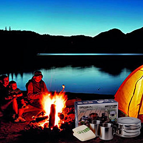 Juning 8 Piece/Set Camping 18/10 Kochgeschirr, Hiking Picnic Cookware Cooking Set für 2-3 Person Camping, Ideal for Hiking /Backpacking - 5