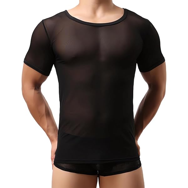 ZUYPSK Heren tattoo shirt transparant heren lange mouwen slim fit tatoeages onderhemd ondergoed (Cs44, eenheidsmaat