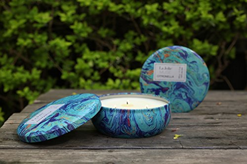 Citronella Kerze Anti Mücken 100%Sojawachs Zitronella Duftkerze Candle 3Dochte 70Std 330g - 4