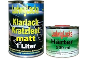 Ludwig Lacke MS Kit de vernis transparent mat pour peinture de voiture et peinture à effet 1,5 l