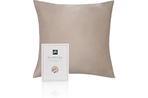 RUIPTSKE Oeko-TEX® Jedwabna poszewka na poduszkę do 100% jedwabiu 22 Momme poszewka na poduszkę do włosów i skóry, zapobiegająca starzeniu się, przeciw roztoczom (40 x 40 cm, jasny szampański)