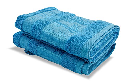 2 tlg Handtücher – 2er Set Handtücher Set 50x90cm 7 Moderne Farben Handtuch Öko-Tex Standard 100- Qualität 600 g/m² (Blau ) - 4