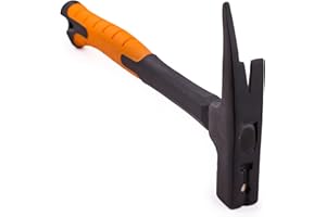 Mivos Martello da carpentiere e coperchiatore, 600 g, testa in acciaio al carbonio temperato, manico in fibra di vetro, chiusura magnetica per chiodo, DIN 7239