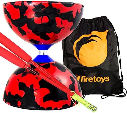 Jester Medium Diabolo Red/Black with Red Superglass Diablo Sticks, String &amp; Firetoys® Bag