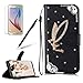Produktbild Girlyard für Samsung S9 Plus Diamant Lederhülle, Bling Glitzer DIY Crystal Schutzhülle Luxus Premium PU Flip Case mit Lanyard Strap Standfunktion Kartenfach Magnetverschluss Etui für Samsung Galaxy S9 Plus Golden Engel
