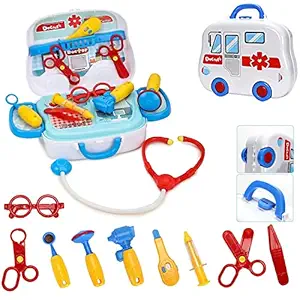 Beston Pretend Play Carry Along Little Doctor Play Set for Kids ( Stethoscope Included ) - Fun Toys for Boys & Girls - Age 3 4 5 6 Years and Up (Doctor Set)