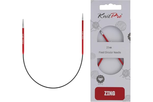 KnitPro K47052 Aiguille Circulaire à Tricoter, Métal, Rouge, 25cm / 2,5mm