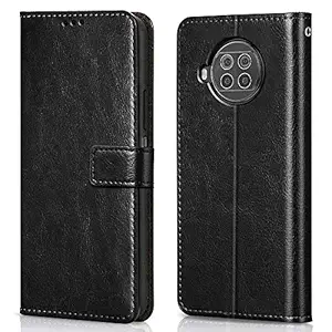 WOW Imagine Shock Proof Flip Cover Back Case Cover for Xiaomi Mi 10i 5G (Flexible | Leather Finish | Card Pockets Wallet & Stand | Black)