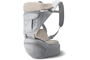 SONARIN 3 in 1 Multifunzione Hipseat Marsupio Baby Carrier,Porta bebè,Portantina per bebè,Tutte le stagioni,Ergonomico(Grigio)