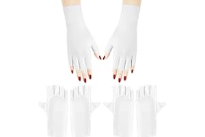 Arqumi UV Gloves for Gel Nails, 2 Pairs anti UV Gloves for Gel Nail Light Lamp Dryer Nail Art Fingerless UV Protection Gloves for Gel Manicures White