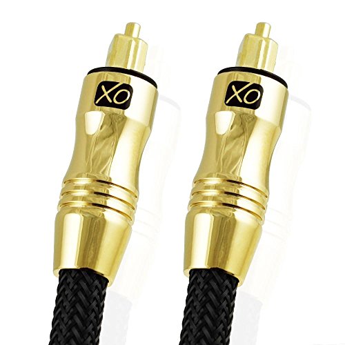 XO Ultra 0,5m Schwarz - professionelles digital optisches Toslink Kabel - 24k vergoldetes Gehäuse - Kompatibel mit PS3, PS4, Xbox One, Sky HD, HDTv, Blu-rays, AV Amps **Das qualitative Glasfasermaterial sorgt für eine bessere Klarheit bei der Übertragung digitaler Signale**
