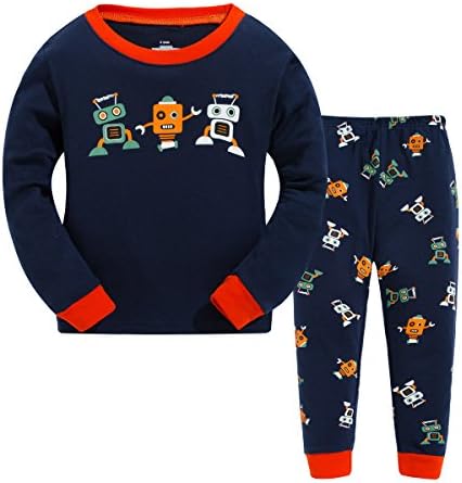 Boys Cotton Long Sleeve PJs Sets Robot 2 Piece Pyjamas Nightwear Sleepwear 5-6 Years