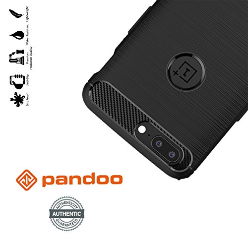 Funda OnePlus 5 Pandoo  Cubierta De Fibra De Carbono Para OnePlus 5 El Caso De Textura Perfecta Oneplus 5  Antideslizante  Antihuella  Anti-Scratch Armadura Negra  Carcasa Funda OnePlus 5