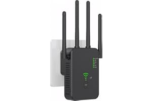 ADINAS 1200Mpa WiFi Dual Band Extender 2.4G/5G, amplificatore di segnale WiFi, 4 antenne, 2 porte LAN, amplificatore WiFi per l'ufficio e la casa con video tutorial, (ferroso)