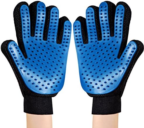 Grooming Glove, PrimAcc【New Version】Pet Hair Remover Brush Glove for Gentle Pet Glove Clean Massage Grooming Glove Brush, 5 Finger Deshedding Brush Pet Dog Cat Hair Glove, Left and Right Hand